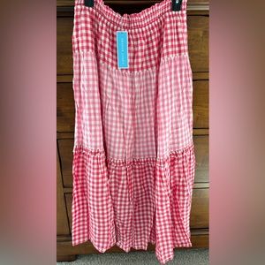 NWT Draper James pink gingham peasant skirt size XL